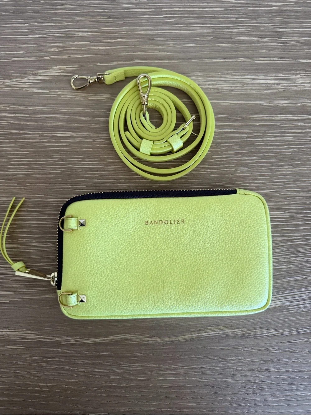 Bandolier Neon Lime Zip Wallet Crossbody with Strap - Picture 1 of 3